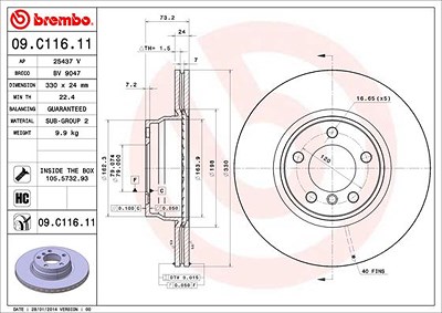 BREMBO Bremsscheibe 09.C116.11 Bremsscheiben,Scheibenbremsen BMW,3 Touring (F31),3 Limousine (F30, F80),3 GT (F34),4 Gran Coupe (F36)