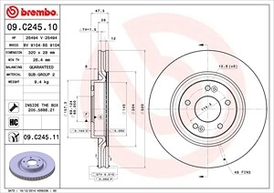 BREMBO Bremsscheibe 09.C245.11 Bremsscheiben,Scheibenbremsen HYUNDAI,KIA,ix35 (LM, EL, ELH),Tucson (TL, TLE),i40 CW (VF),Kona (OS),i40 (VF)