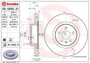 BREMBO Bremsscheibe 09.N265.21 Bremsscheiben,Scheibenbremsen TESLA,Model S (5YJS),Model X (5YJX)