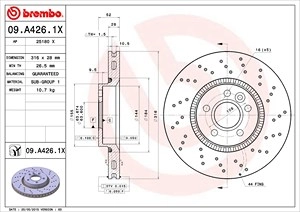 BREMBO Bremsscheibe 09.A426.1X Bremsscheiben,Scheibenbremsen FORD,VOLVO,LAND ROVER,S-MAX (WA6),GALAXY (WA6),V70 III (135),V60 (155, 157),S60 II (134)