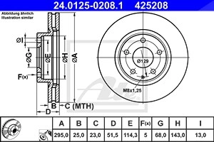 ATE Bremsscheibe 24.0125-0208.1 Bremsscheiben,Scheibenbremsen MAZDA,3 Schrägheck (BM, BN),CX-3 (DK),3 Limousine (BM, BN),3 Kasten / Schrägheck (BM)