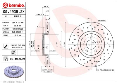 BREMBO Bremsscheibe 09.4939.2X Bremsscheiben,Scheibenbremsen OPEL,FIAT,ALFA ROMEO,COMBO Kasten/Kombi (X12),Combo Combi / Tour (X12)