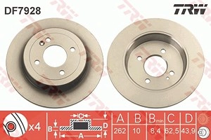 TRW Bremsscheibe DF7928 Bremsscheiben,Scheibenbremsen HYUNDAI,KIA,i30 (GD),i20 Schrägheck (GB, IB),i20 ACTIVE (GB),i20 Coupe,ACCENT IV (RB)