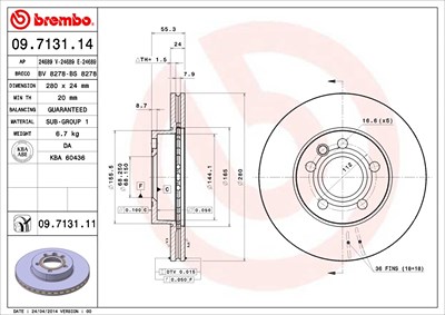 BREMBO Bremsscheibe 09.7131.11 Bremsscheiben,Scheibenbremsen VW,Transporter IV Bus (70B, 70C, 7DB, 7DK, 70J, 70K, 7DC, 7DJ)