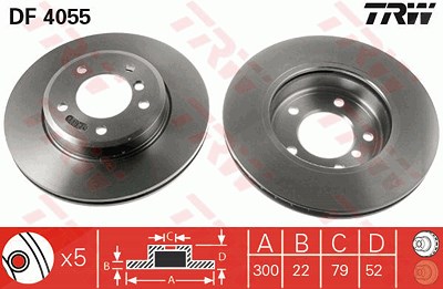 TRW Bremsscheibe DF4055 Bremsscheiben,Scheibenbremsen BMW,3 Limousine (E46),3 Touring (E46),3 Coupe (E46),3 Cabrio (E46),3 Compact (E46)