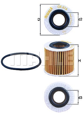 MAHLE ORIGINAL Ölfilter OX 416D1 Motorölfilter,Filter für Öl TOYOTA,LEXUS,LOTUS,Yaris Schrägheck (_P9_),AURIS (NRE15_, ZZE15_, ADE15_, ZRE15_, NDE15_)