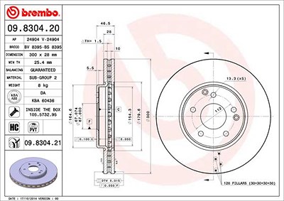 BREMBO Bremsscheibe 09.8304.21 Bremsscheiben,Scheibenbremsen MERCEDES-BENZ,C-Klasse Limousine (W203),C-Klasse T-modell (S203),CLK (C209)