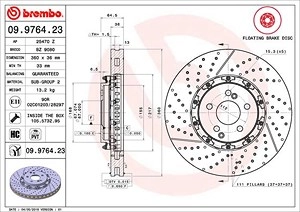 BREMBO Bremsscheibe 09.9764.23 Bremsscheiben,Scheibenbremsen MERCEDES-BENZ,E-Klasse Limousine (W211),C-Klasse Limousine (W204)