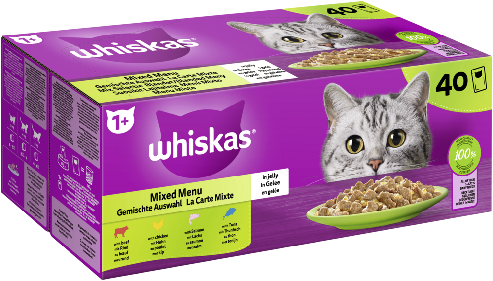 Whiskas Mega Pack 1+ Gemischte Auswahl in Gelee 40 x 85g