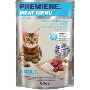PREMIERE Meat Menu Adult Rind mit Kabeljau 24x85 g