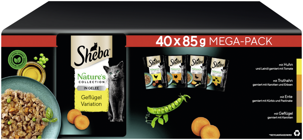 Sheba Mega-Pack Nature's Collection in Gelee Geflügel Variation 40 x 85g
