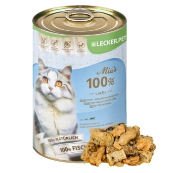Lyra Pet Lecker.Pet Mia's 100 % Lachs Katzenfutter Nassfutter 6x400 g