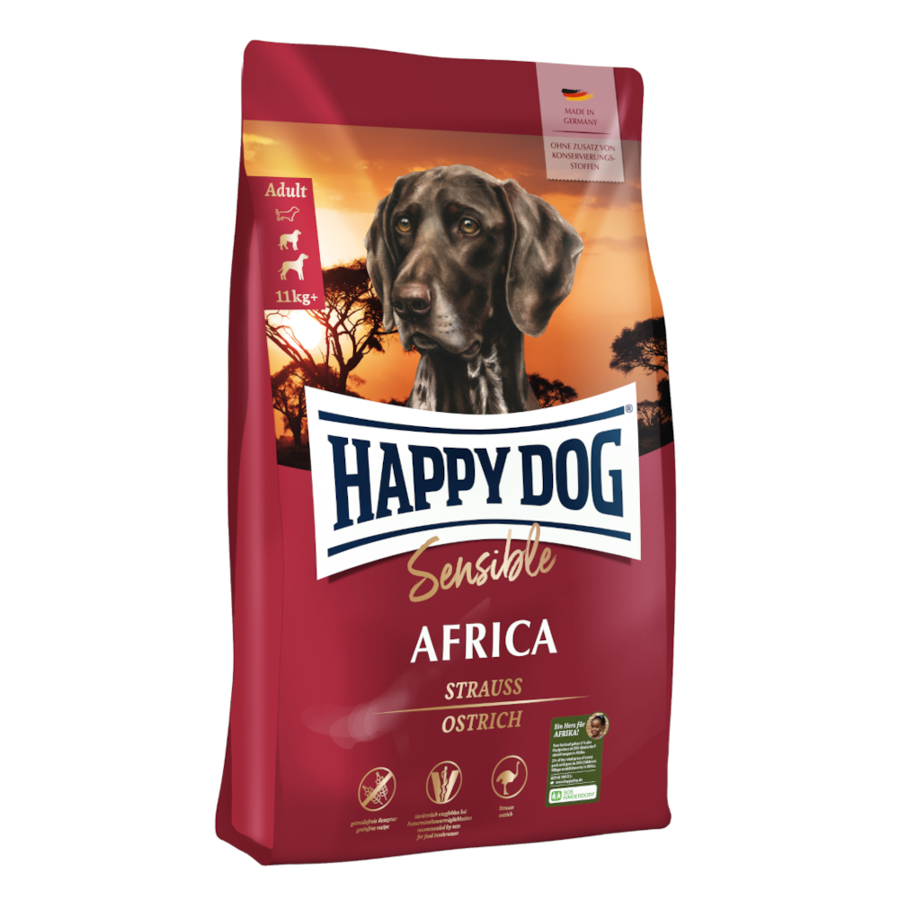 HAPPY DOG Sensible Trockenfutter Hund Adult, Africa 12,5 kg