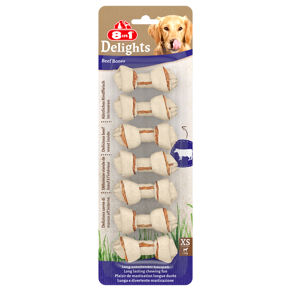 8in1 Delights Kauknochen Rindfleisch XS 7 Stück