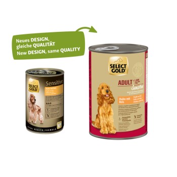 SELECT GOLD Nassfutter Hund Sensitive Adult Huhn mit Reis 6x400 g