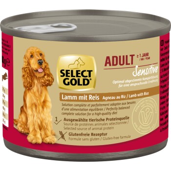 SELECT GOLD Nassfutter Hund Sensitive Adult Lamm mit Reis 6x200 g