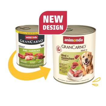 animonda GranCarno Original Nassfutter Hund Adult, Rind und Kaninchen mit Kräutern 6x800 g