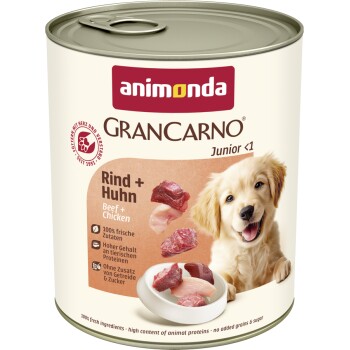animonda GranCarno Original Nassfutter Hund Junior, Rind und Huhn 6x800 g