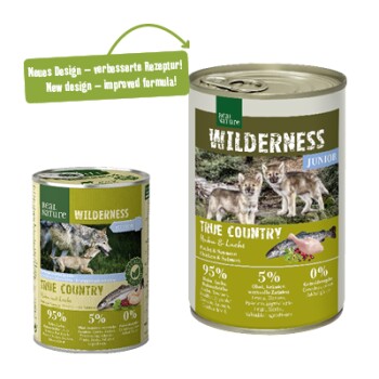 REAL NATURE WILDERNESS Nassfutter für Hunde Junior Huhn mit Lachs 6x400 g