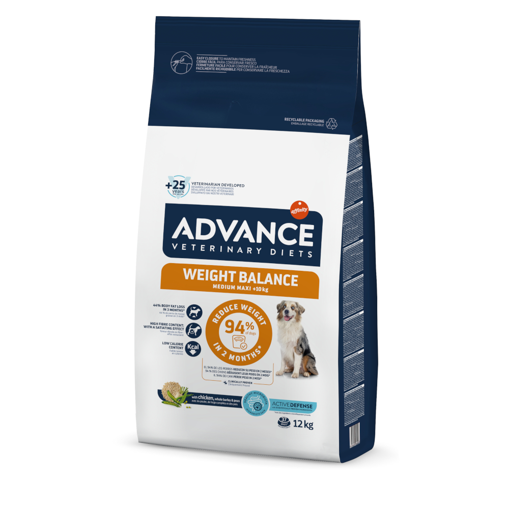 ADVANCE Veterinary Diets Weight Balance Medium-Maxi - Kroketten für übergewichtige Hunde 12kg