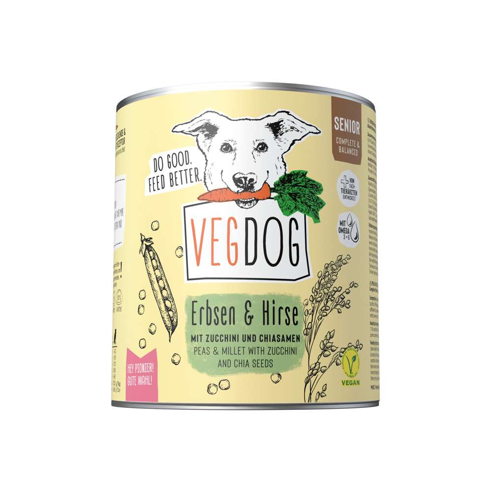 VEGDOG Nassfutter Senior Erbsen & Hirse Vorteilspack 6x800 g