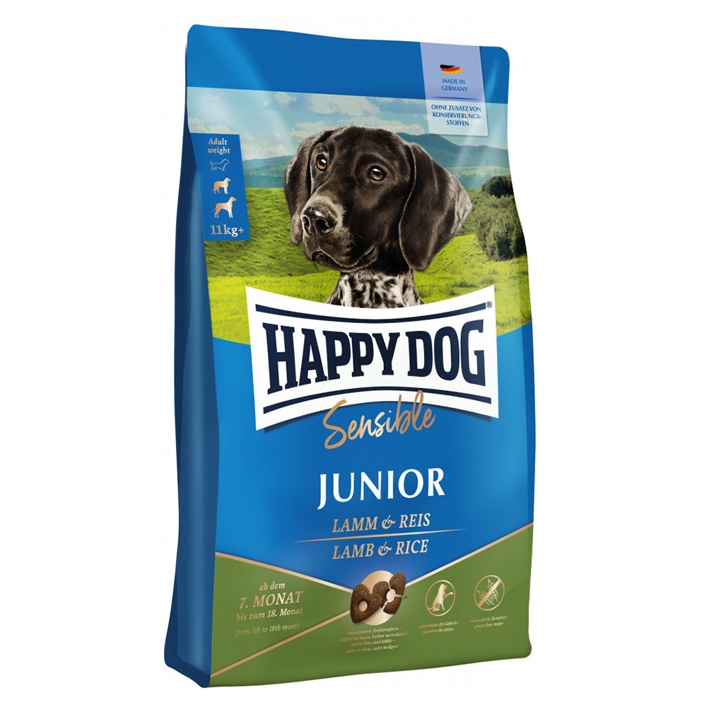 HAPPY DOG Sensible Trockenfutter Hund Junior, Lamm & Reis 10 kg