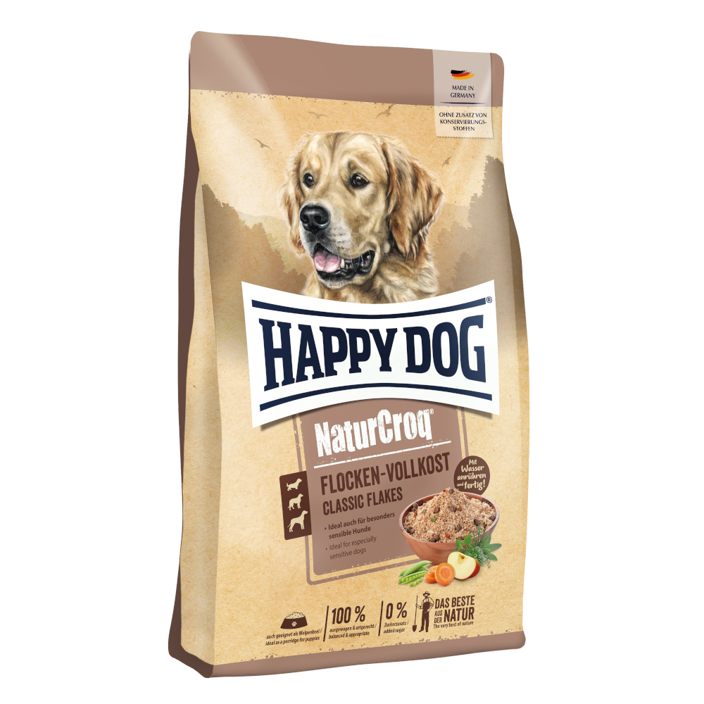HAPPY DOG NaturCroq Trockenfutter Hund Adult, Flocken Vollkost 1,5 kg