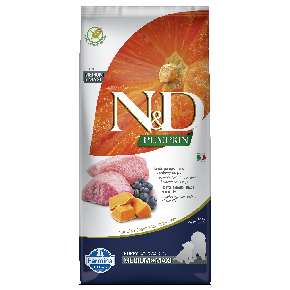 N&D Farmina Pumpkin Medium/Maxi Puppy Lamm 12 kg