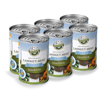 Bellfor Hundefutter Nass mit Insekten für Welpen - Landgut-Menü Junior - 6x400g