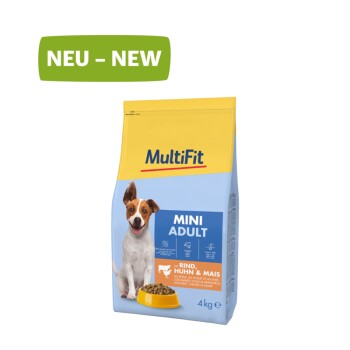 MultiFit Trockenfutter Hund Adult, Mini, mit Rind, Huhn & Mais 4 kg