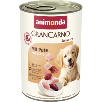 animonda GranCarno Original Nassfutter Hund Junior, Pute 24x400 g