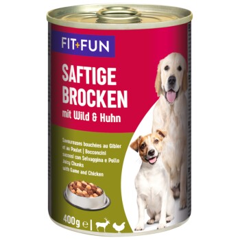 FIT+FUN Saftige Brocken Wild und Huhn 12x400 g