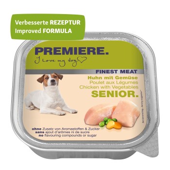 PREMIERE Finest Meat Nassfutter Hund Senior, Huhn und Gemüse 20x150 g