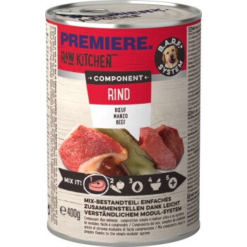 PREMIERE RAW KITCHEN Nassfutter Hund Adult Component, Rind und Kalb 12x400 g