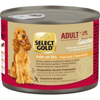 SELECT GOLD Nassfutter Hund Sensitive Adult Huhn mit Reis 24x200 g
