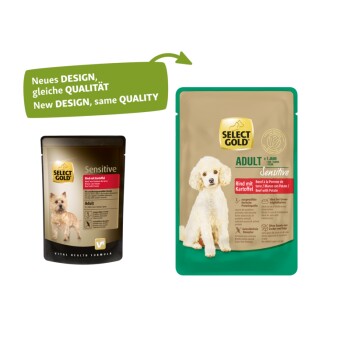 SELECT GOLD Nassfutter Hund Sensitive Adult Rind mit Kartoffel 24x100 g