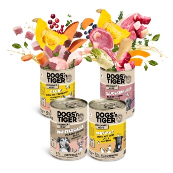 Dogs'n Tiger Dogs’n Tiger Adult Hundefutter, Nassfutter, Mixpaket Schlemmerparadies 16x 400 g