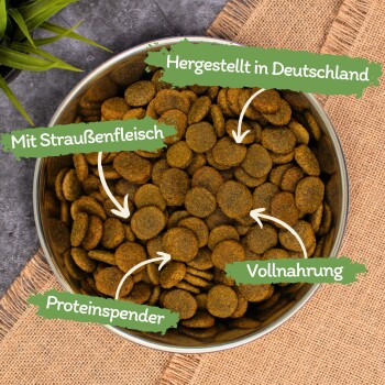 Lyra Pet Lecker.Pet Luna's Adult Strauß mit Kartoffel & Apfel Hundefutter Trockenfutter Vollnahrung 12 kg