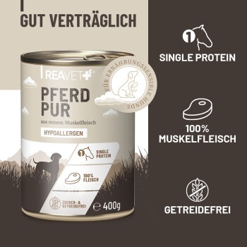REAVET Hundenassfutter - Pferd Pur | 6 x 400g