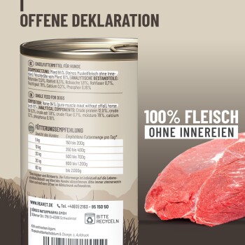 REAVET Hundenassfutter - Pferd Pur | 6 x 400g