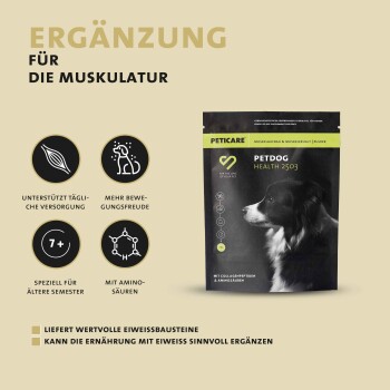 Peticare Muskulatur Pulver für Hunde, mit essenziellen Aminosäuren, Kollagen 250 g