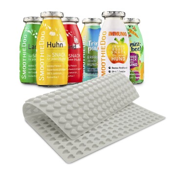SmoothieDog 6er Pack Mix 6x 250ml + Trixie Backmatte Pink