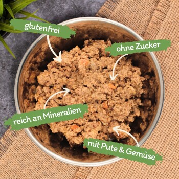 Lyra Pet Lecker.Pet Leo's Saftige Fleischmahlzeit mit Pute & Gemüse Katzenfutter Nassfutter 6x400 g