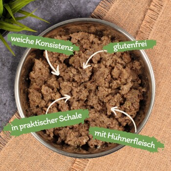 Lyra Pet Lecker.Pet Paula's Feine Paté Reich an Huhn Hundefutter Nassfutter Vollnahrung 11x150 g