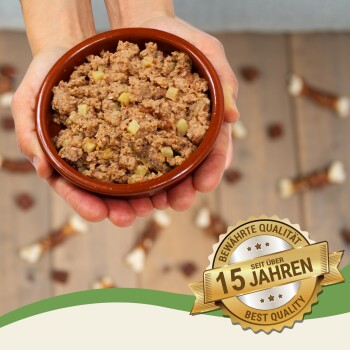 Lyra Pet Lecker.Pet Gino's Saftige Fleischmahlzeit mit Huhn & Kartoffeln Hundefutter Nassfutter 18x400 g