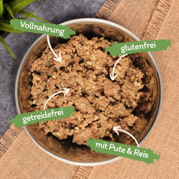 Lyra Pet Lecker.Pet Josie's Saftige Fleischmahlzeit Sensitiv mit Pute & Reis Hundefutter Nassfutter 12x400 g