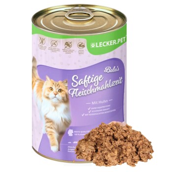 Lyra Pet Lecker.Pet Balu's Saftige Fleischmahlzeit mit Huhn Katzenfutter Nassfutter 18x400 g