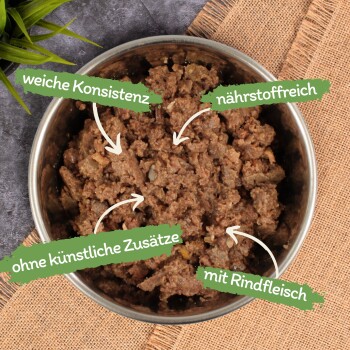 Lyra Pet Lecker.Pet Gino's Feine Paté Reich an Rind Hundefutter Nassfutter Vollnahrung 44x150 g