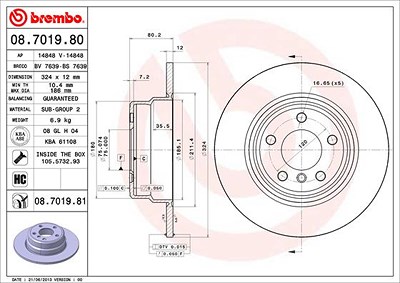 BREMBO Bremsscheibe 08.7019.81 Bremsscheiben,Scheibenbremsen BMW,X5 (E53)