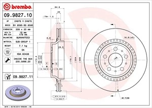 BREMBO Bremsscheibe 09.9827.11 Bremsscheiben,Scheibenbremsen VOLVO,XC90 I (275)